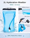 Blue Quartz Hydration Sac à dos avec 2L Sac à dos pour femmes, sac à dos de randonnée, sac de jour pour vélo léger avec poche téléphonique & Sac à casque, Pack d'hydratation pour le vélo, la course, le ski