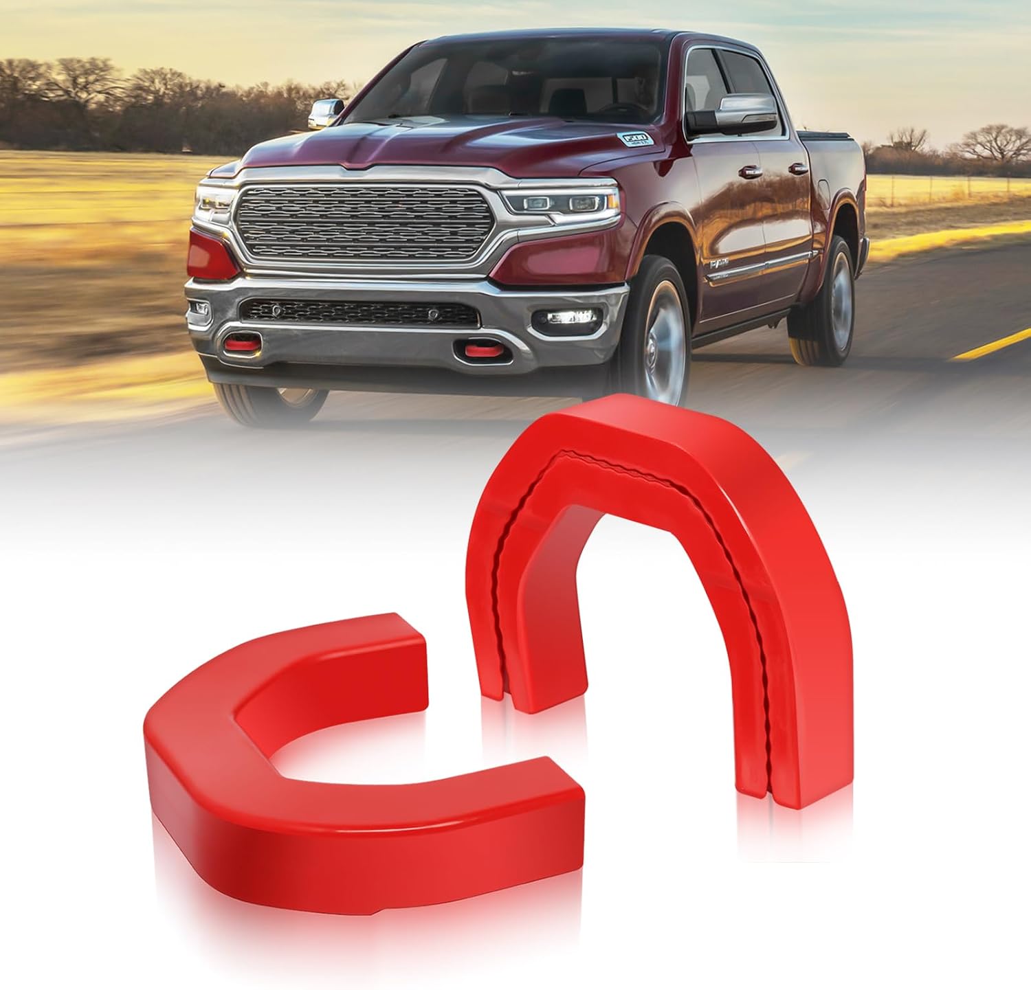 Tow Hook Covers for Dodge RAM 1500 (2019-2026),Customized Tow Hitch Covers Compatible with Dodge RAM 1500 Accessories,2PCS(Not Fit for RAM 1500 Classic,Warlock,RAM 2500,RAM 3500)-RED