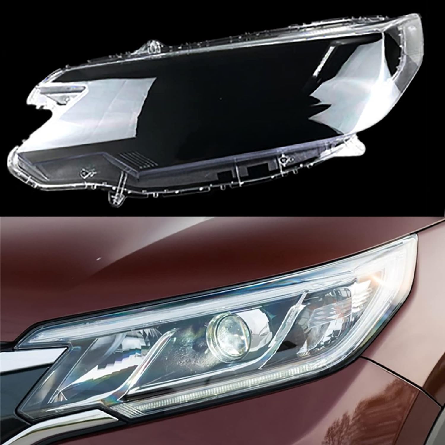Headlamp Case Car Front Glass Headlight Cover Head Light Lens Caps Lamp Replace Original Lampshade Shell, for Honda CRV 2015 2016