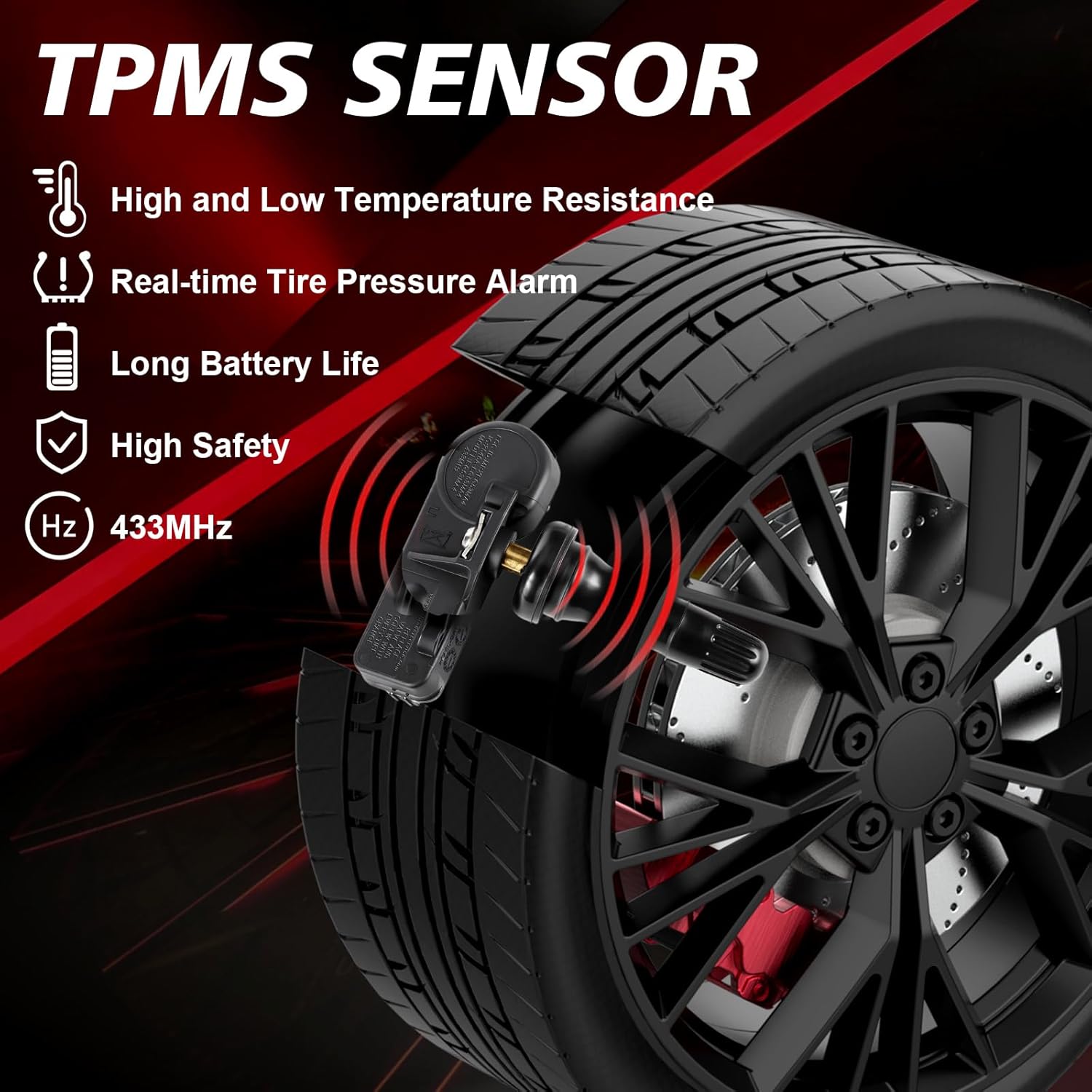 Pre-Programmed Tire Pressure Monitoring Sensor 433MHz TPMS Sensor Compatible with 2019 2020 2021 2022 2023 2024 Ram 1500 & 2019-2024 Dodge Ram 1500 Set of 4 OE-68293199AA