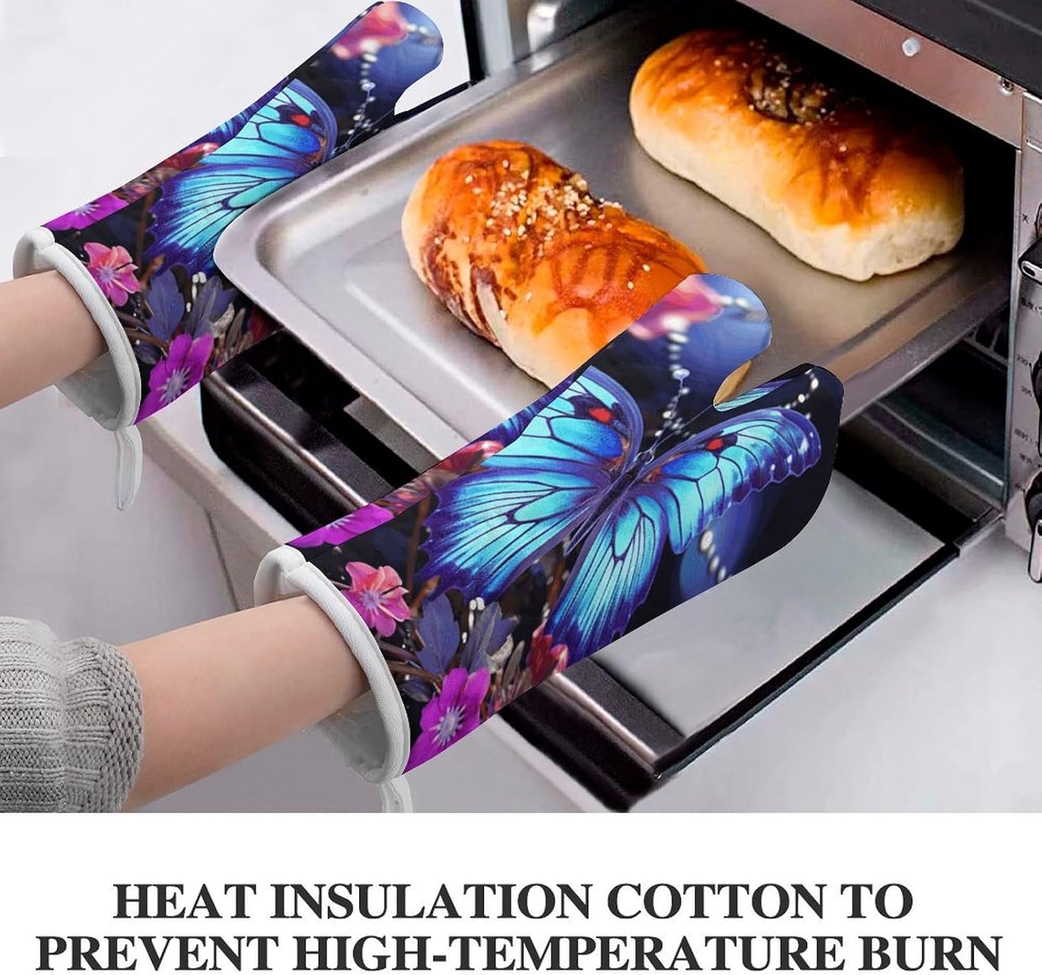 2 Pcs Oven Mitts Heat Resistant Kitchen Gloves Soft Safety Beauty Butterfly Oven Glove for Microwave, Barbecue