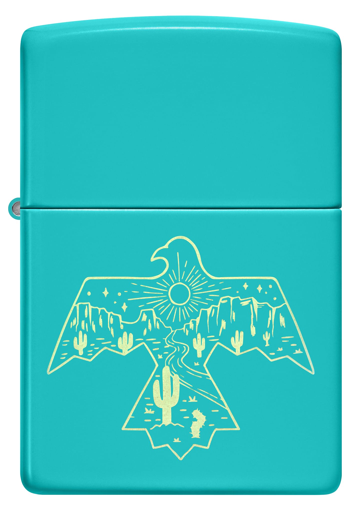 Zippo Western Thunderbird Zapalniczka Sztormowa, Grawerowanie Laserowe, Wielokrotnego Użytku, do Napełniania, Wiatroodporna Konstrukcja, Pudełko na Prezent, Wykonano w USA, Turkusowy (Flat Turquoise)