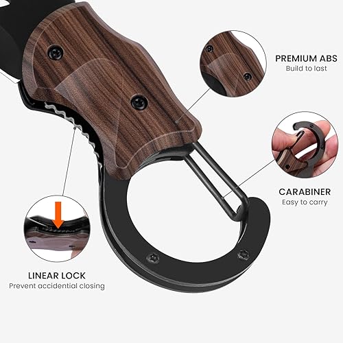 Vista 75 de Cuchillo de bolsillo pequeño de regalo para hombres, cortador de caja de llavero con hoja de 1.34 pulgadas, mini cuchillos plegables EDC