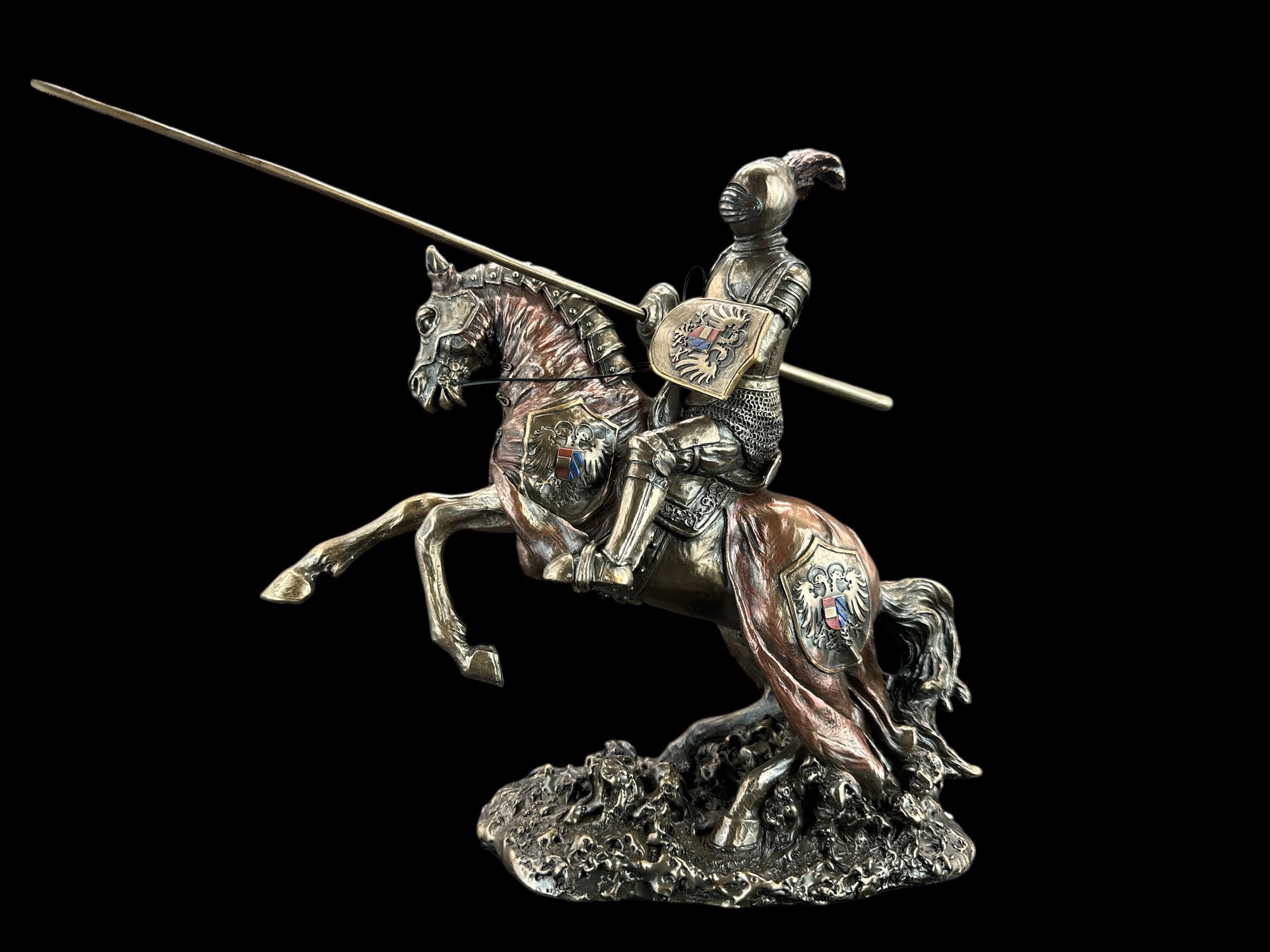 57 SPECIAL REPLICAS Rzeźba dekoracyjna rzeźba, figurka rycerza na koniu z lancą jako prezent do salonu, dekoracja figurki, dekoracja