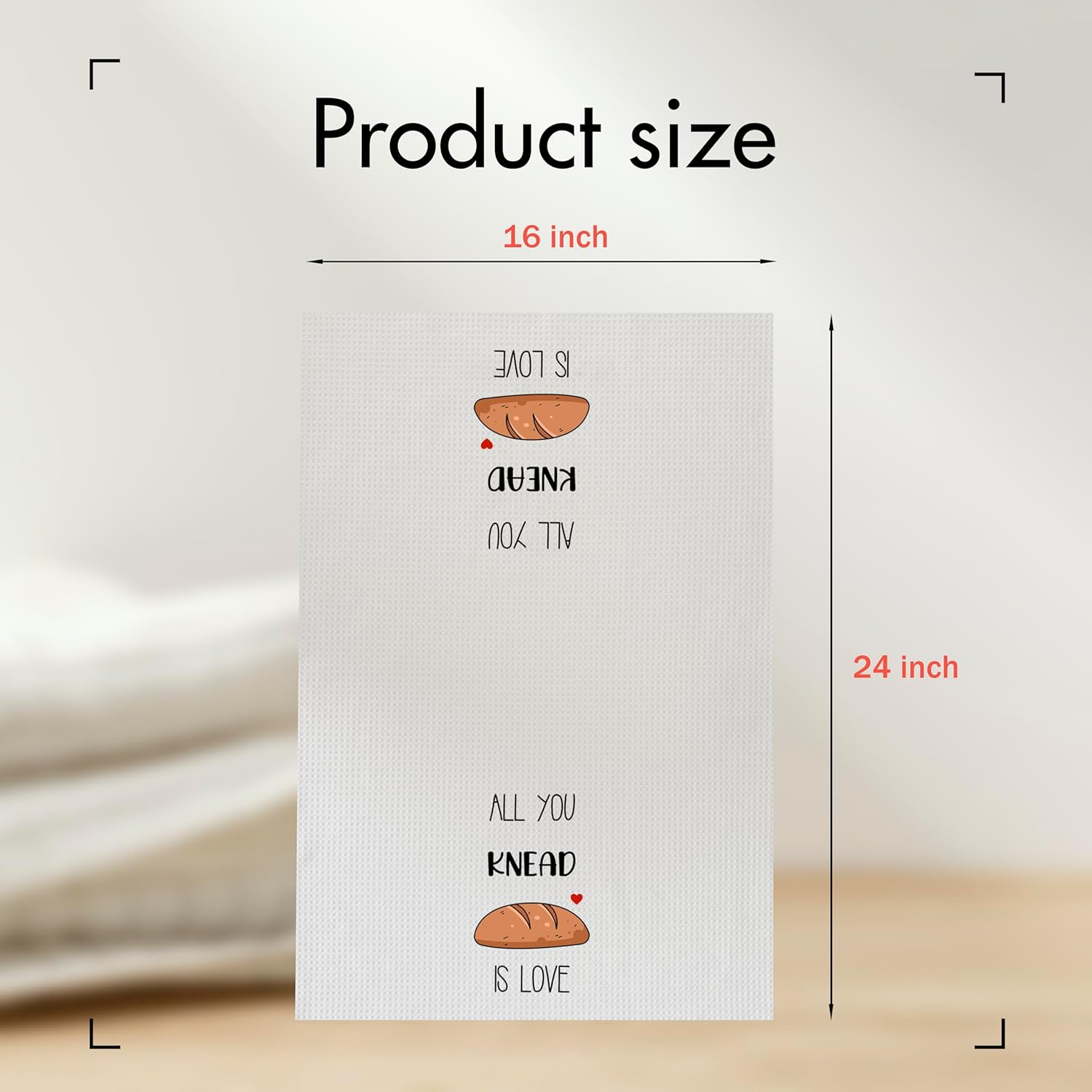 Funny Kitchen Towels, All You Knead is Love, Absorbent Tea Towel Dish Towel, Housewarming Gifts for Bakers Friends Mom, Farmhouse Kitchen Decor - Image 2