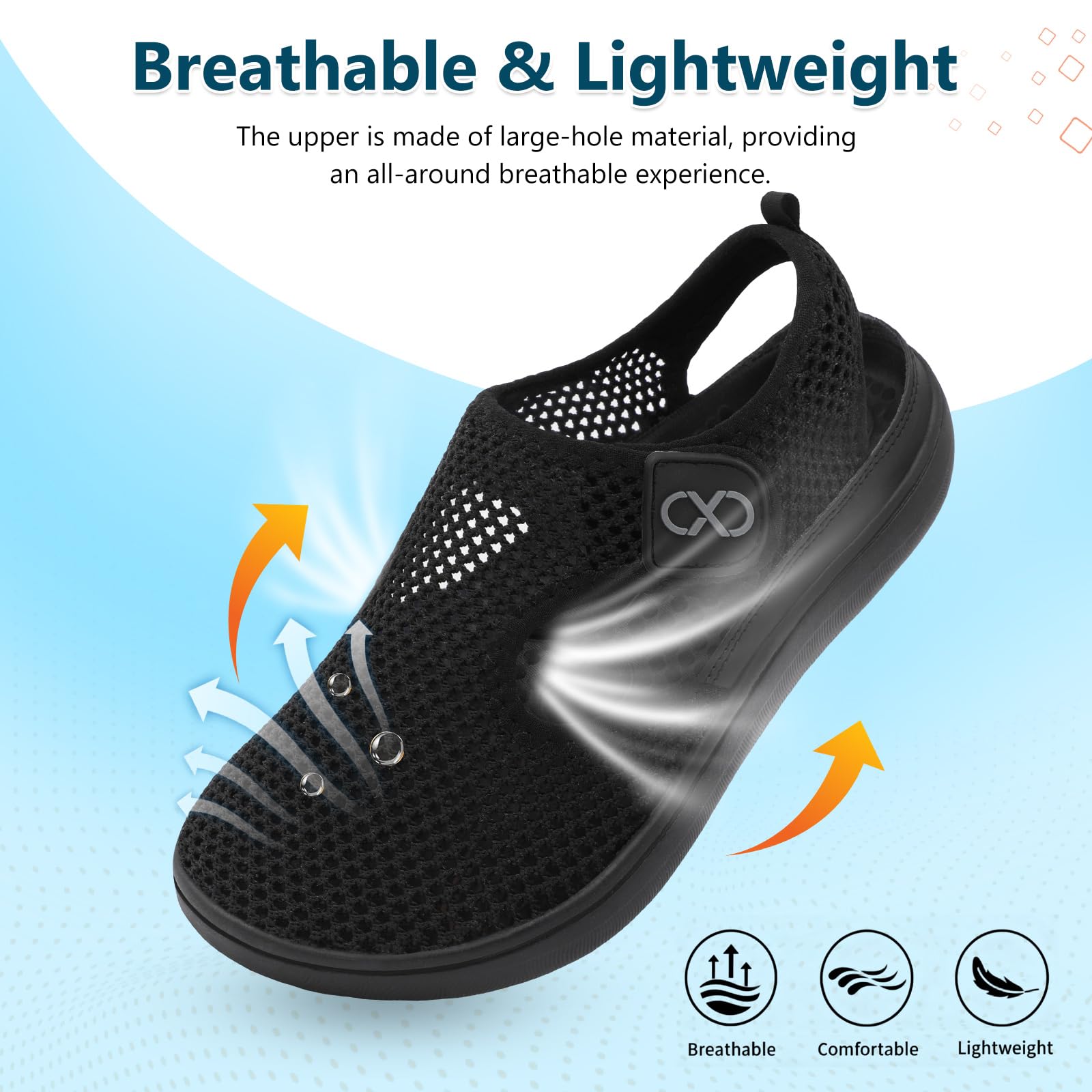 JOINFREE Womens Mesh Walking Sandals Closed Toe Breathable Air Knit Summer Shoes Adjustable Wide Toe Box Zero Drop Barefoot Sneakers for Beach Travel Camping Daily Wear Non-Slip — view 5