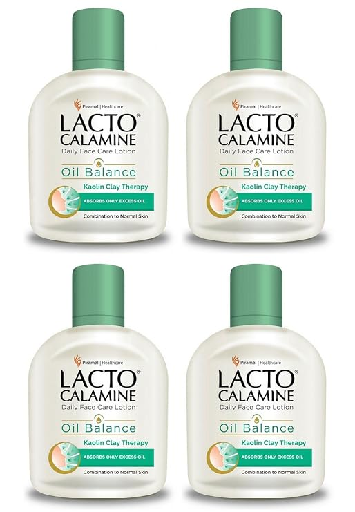 Pack of 4 - Lacto Calamine Skin Balance Oil Control With Kaolin + Aloevera Daily Nourishing Lotion 120ml