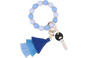 Boho Tassel Silicone Bead Keychain Bracelets for Women