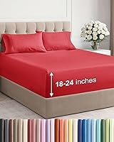 Vista 41 de Juego de sábanas Queen de bolsillo extra profundo, sábanas transpirables y refrescantes de 4 piezas, juego de sábanas de lujo de hotel, ultra suave
