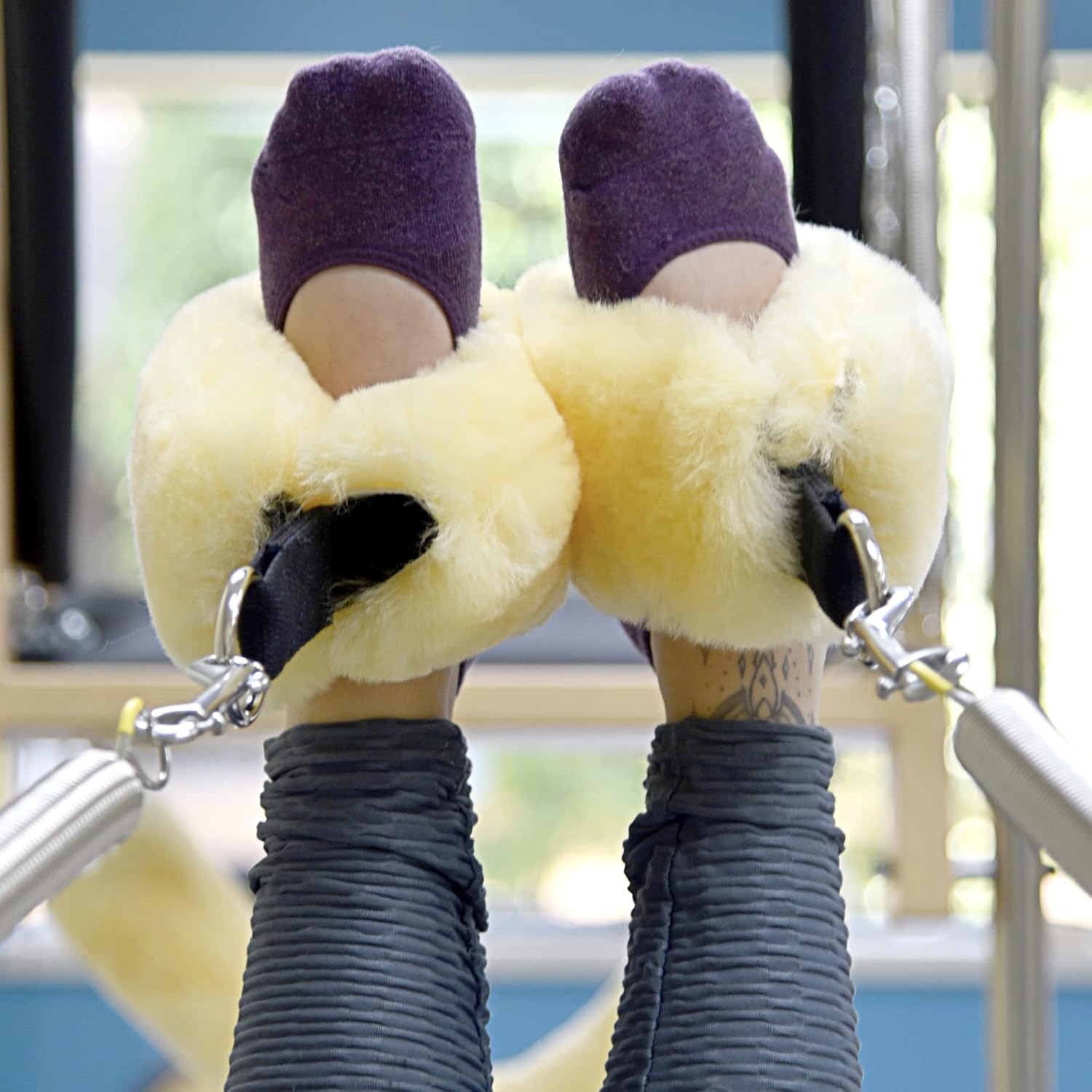 Sofsheep Sheepskin Pilates Fuzzies by Sheepskin Ranch, Real Wool Strap Covers for Reformer & Cadillac Machines, Fitness Strap Cushion for Yoga & D-Ring Resistance Bands, Hypoallergenic, Washable, Pair