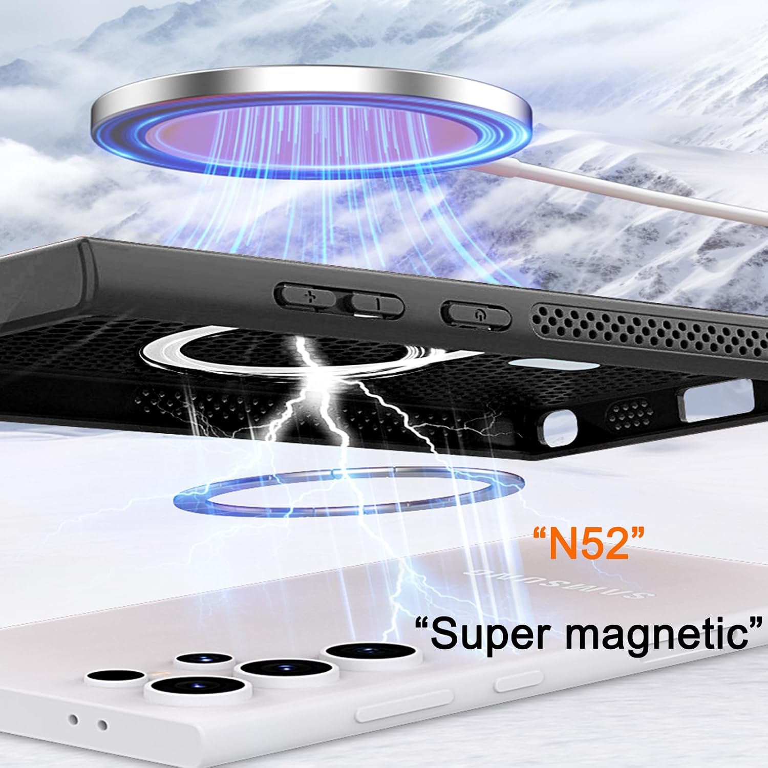 CCSmall for Samsung Galaxy S23 FE Cooling Case w Magnetic Ring SR Black image 3