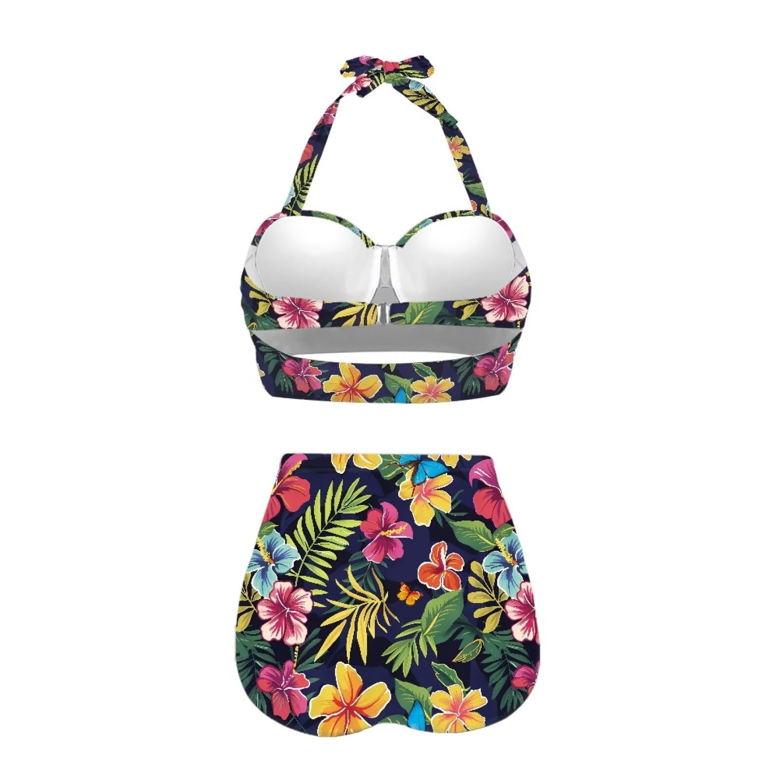 Biyejit Costumi da bagno da donna 2 pezzi controllo pancia bikini set donna vita alta costumi da bagno costumi da bagno morbido vestito estivo S-2XL