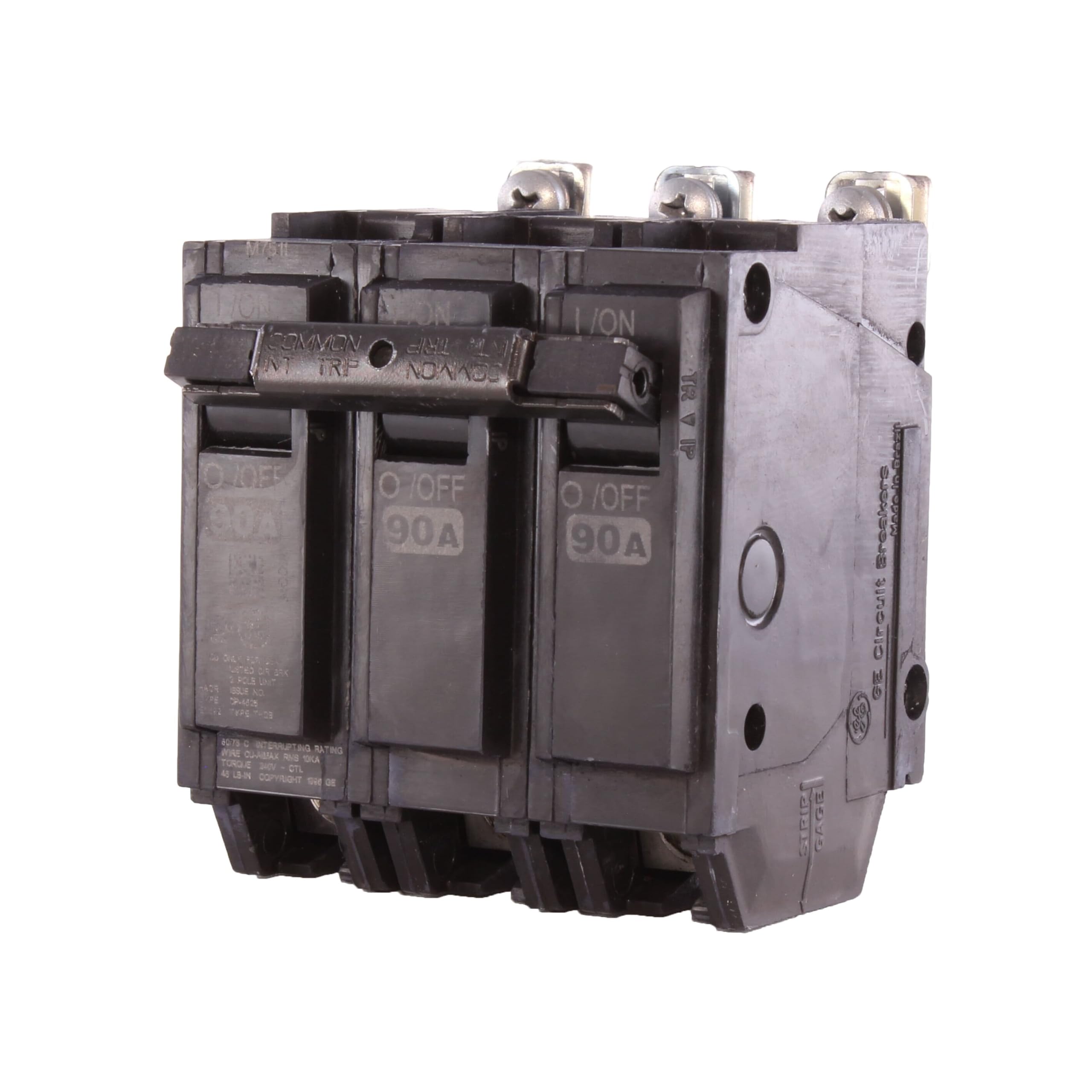 GE THQB32090; 3P 90A 240V BOLT-ON CB