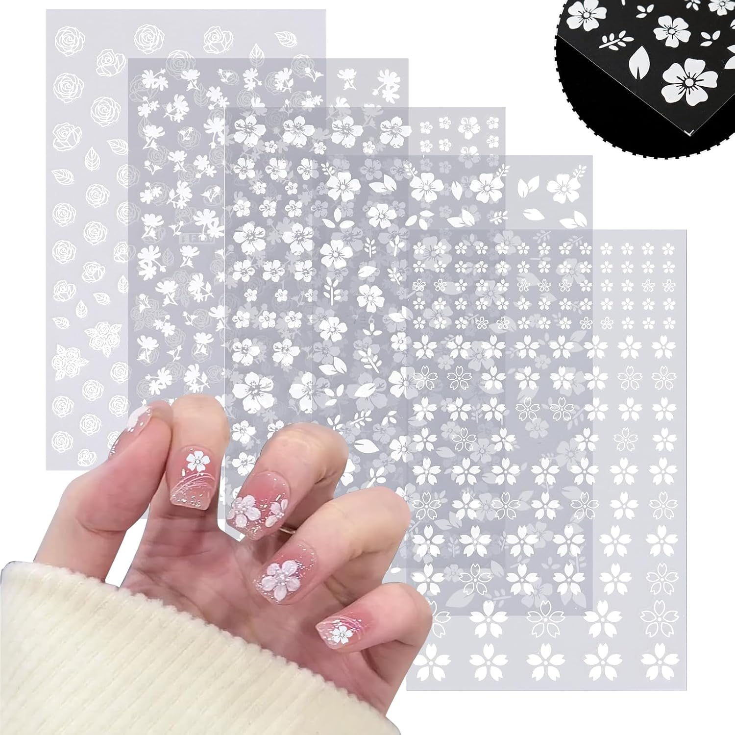 5 Sheets Cherry Nail Stickers 5D Embossed Rhinestone Cherry Bow Nail Art Decals Self Adhesive Y2K Cute Nail Stickers for Women Girls Spring DIY Manicure