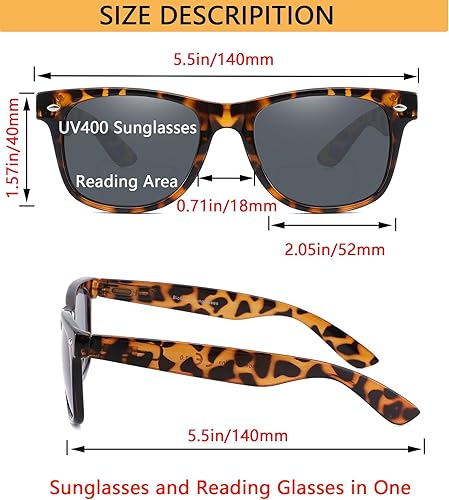 Miniatura 5 de Paquete de 4 lentes de sol de lectura bifocales de alta calidad para hombres y mujeres, clásicos, para exteriores, UV400, unisex, a la moda, con