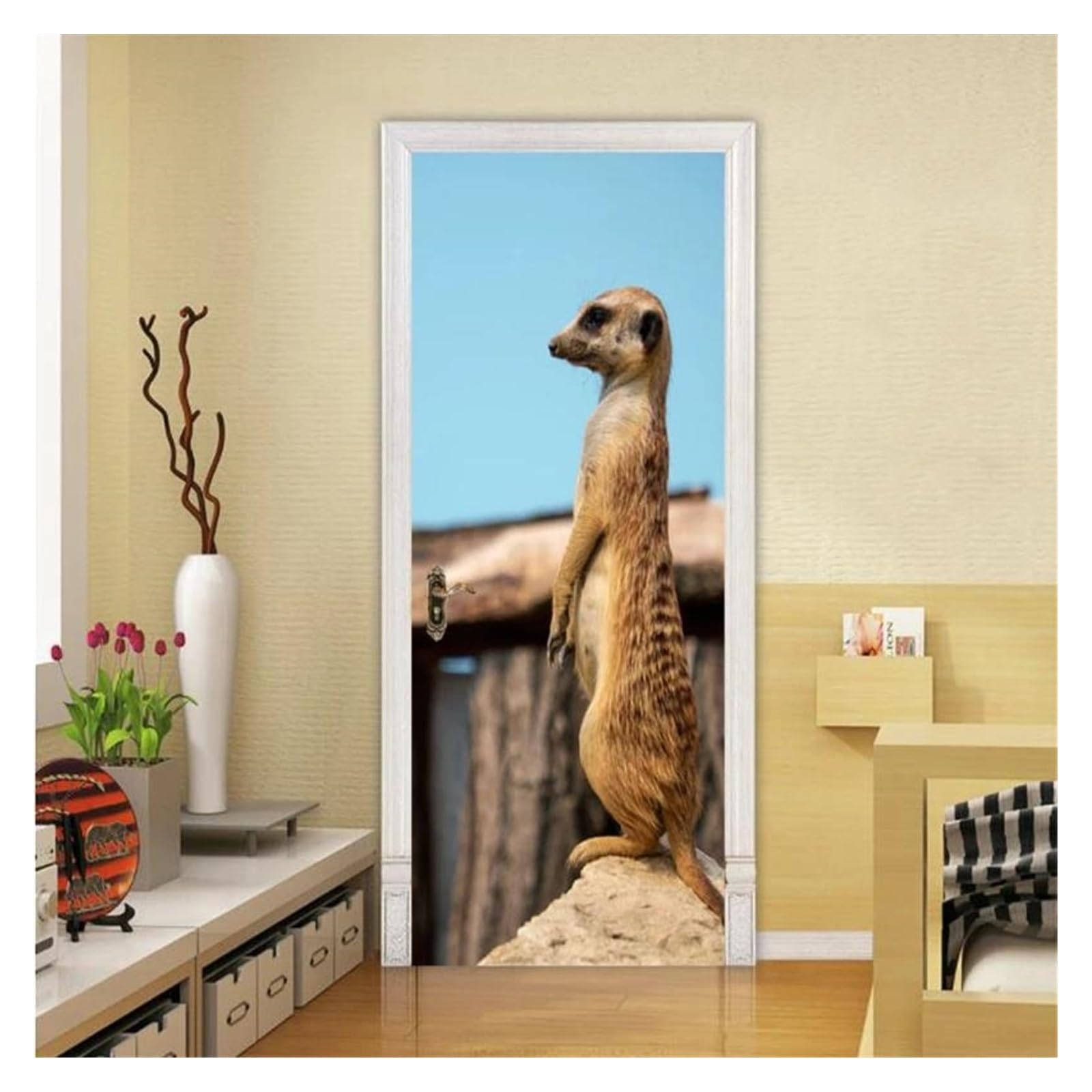 Sticker muraux de porte 95x215cm décoration maison et papier peint autocollant amovible