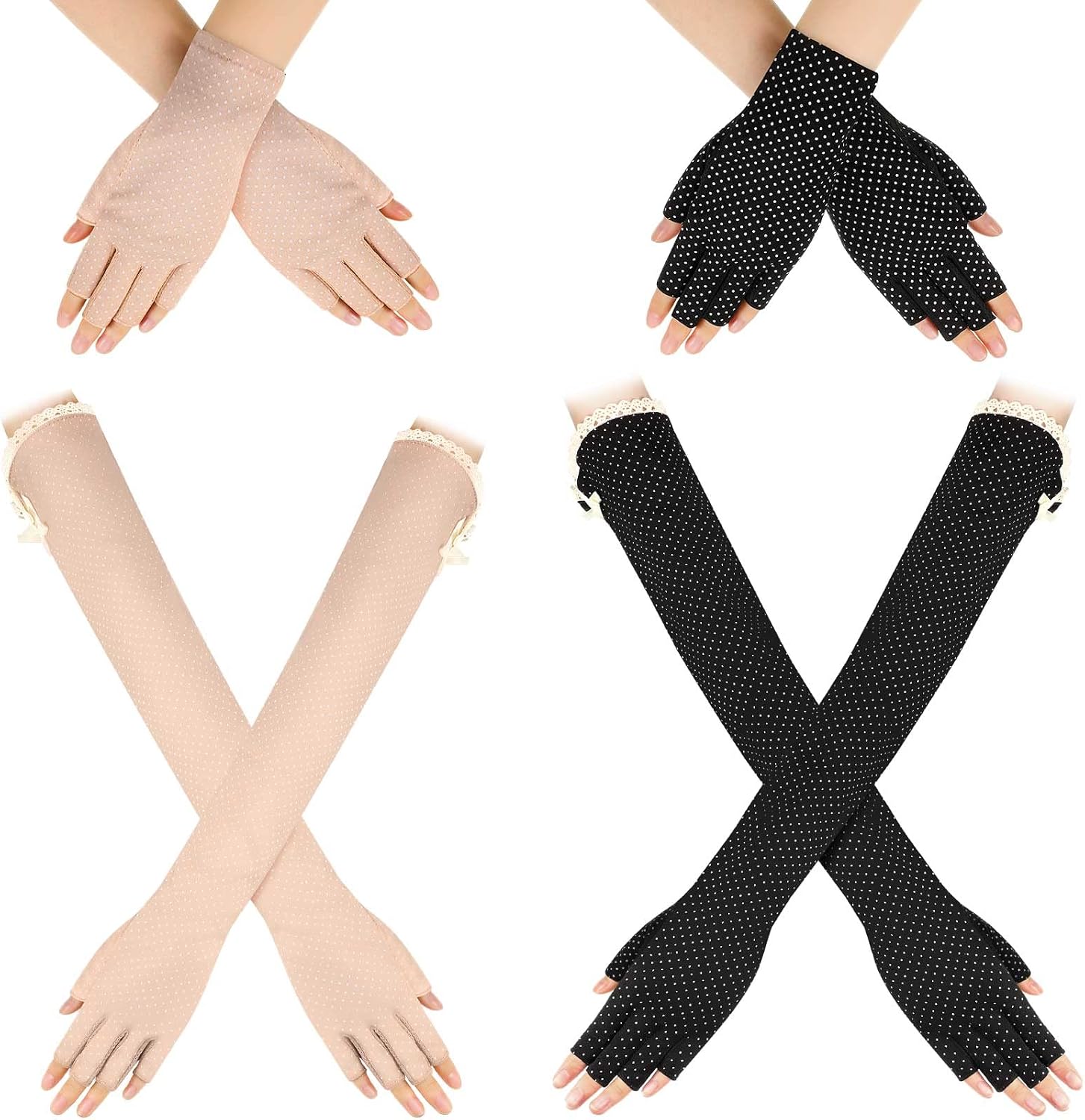 4 Pares De Guantes Largos De Malla Sin Dedos Para Mujer – Accesorios De Fiesta Y Disfraz En Rojo, Negro, Rosa Y Morado, Ideales Para Halloween Y Bodas