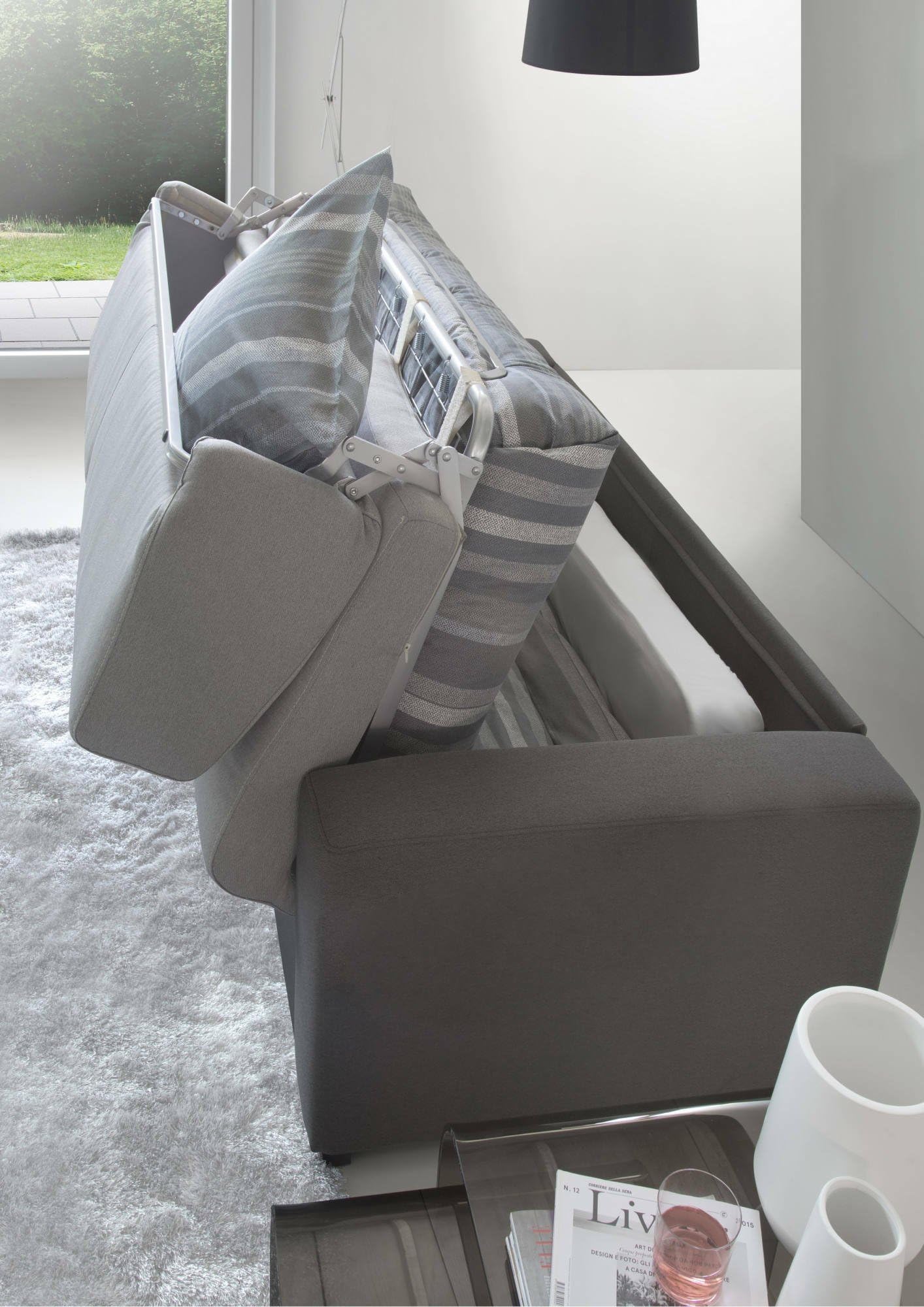 Talamo Italia - Divano letto 3 posti Aliana, Sofà apertura girevole in tessuto imbottito, Braccioli standard, 100% Made in Italy, Cm 220x95h90, Grigio e Antracite