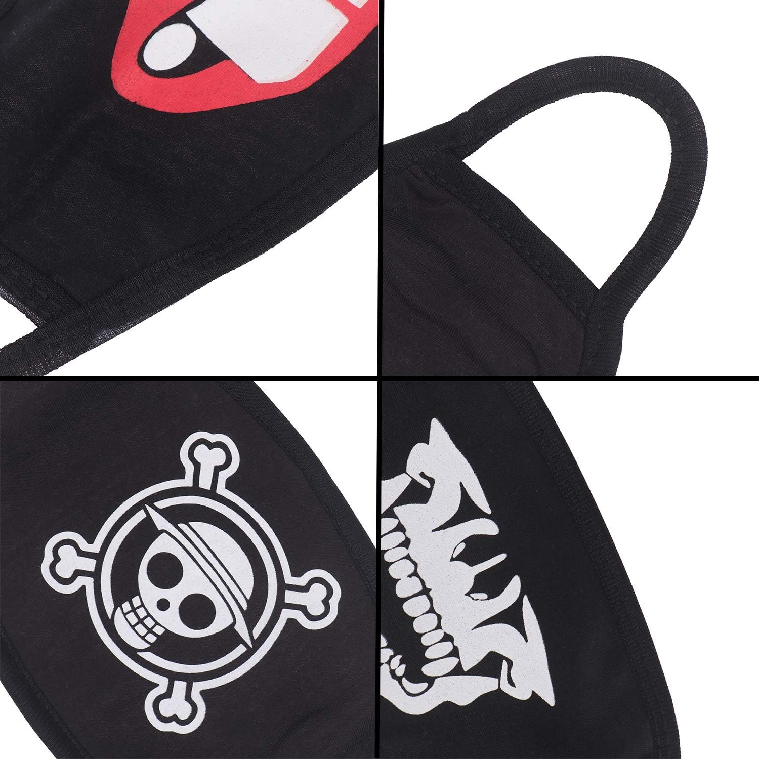 24pcs Kawaii Cotton Mask, Unisex - Black Cartoon Mouth Mask