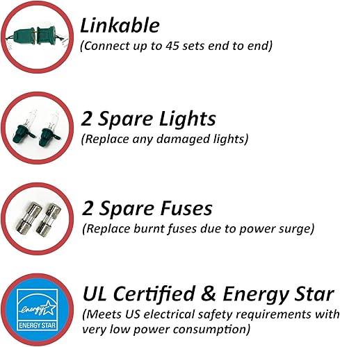 Miniatura 2 de Wondershop Luz LED de Navidad de 20 pies con 60 bombillas blancas cálidas en cable verde iluminación de interiores y exteriores para árbol de