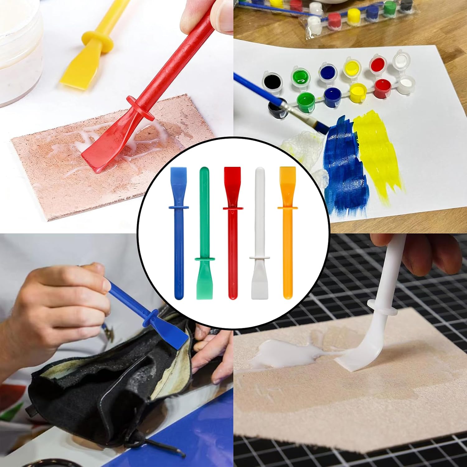 30 Pcs Glue Spreaders 5 Colors Plastic Glue Smear Sticks 4.5" Portable Spreader Brushes for Crafts