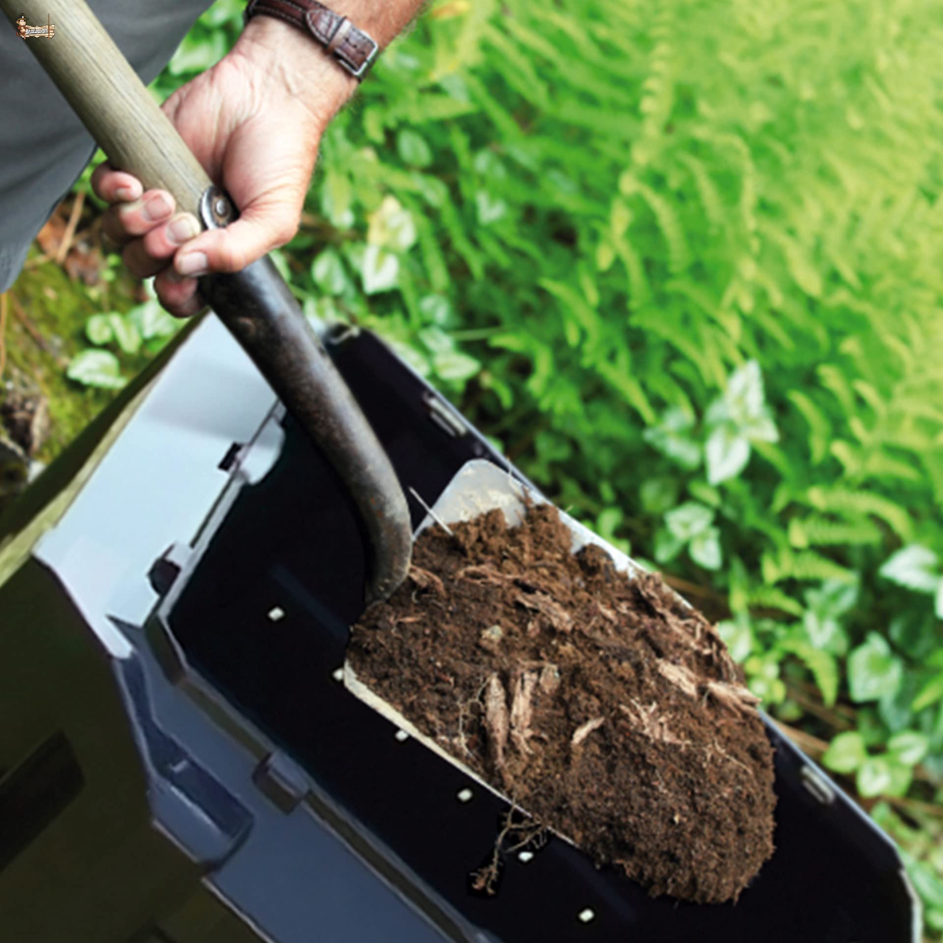BricoLoco Compostador orgánico jardín o Cocina. Armario contenedor Compost. Compostaje ecológico. 1600 litros en 4 módulos. Color Negro. Haz tu Propio Compost Fertilizante. (Negro, 1600 LTS)
