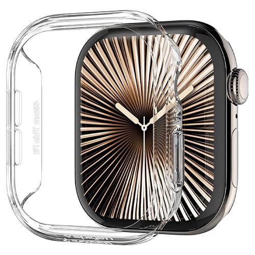 Spigen Protective Case for Apple Watch Series 11/10 46mm, Ultra Slim, Lightweight(Thin Fit) - Crystal Clear