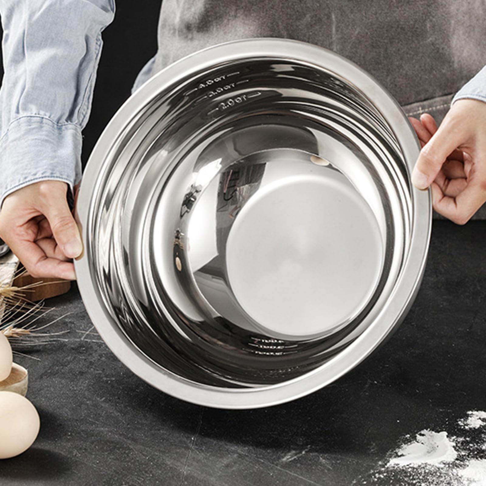 Generisch Robuste Rührschüssel aus rostfreiem Stahl mit rutschfestem Silikonboden, ideal Kochen zu Hause und zur Essenszubereitung Spülmaschinenfest