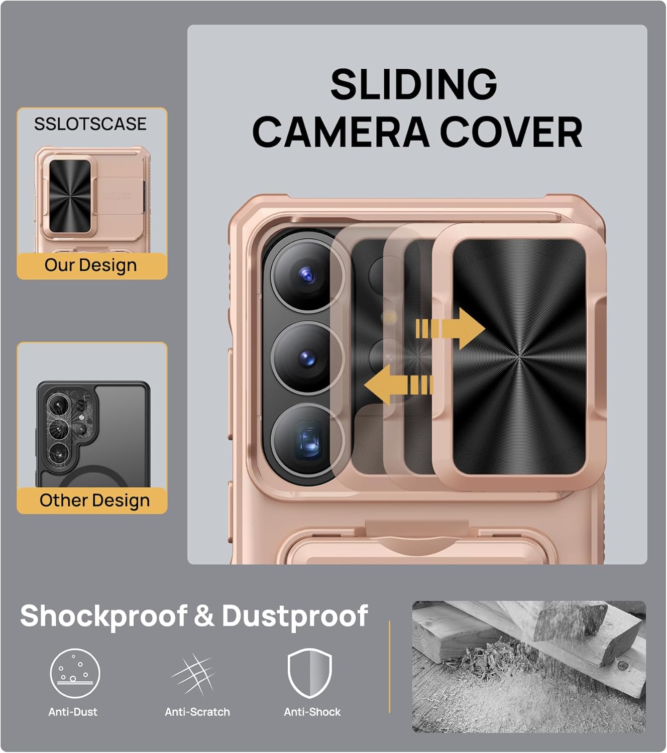 SSLOTSCASE for Samsung Galaxy S26 Ultra Case with Wallet & Sliding Lens Cover & Kickstand, Phone Lanyard Crossbody with 2X TPU Clear Tabs, Adjustable Anti Theft Strap, Premium Metal Buckles