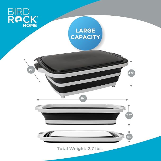 BIRDROCK HOME Preparador Plegable para BBQ 19x14in Negro miniatura 3