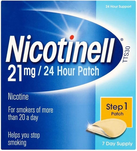 Nicotinell Nicotine Patch, Quit Smoking Aid Step 1, 24 Hour Patch, 21 mg, Pack of 7