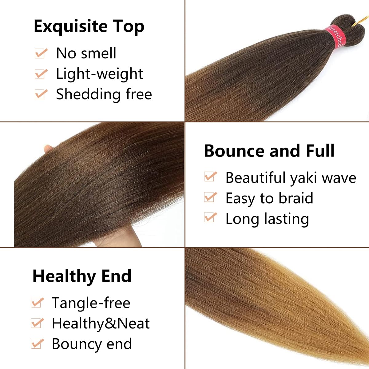 Ombre Pre Stretched Braiding Hair, 28''-8 packs Silky Color Blend Braid Hair Extensions, 100% Synthetic Crochet Hair Braids, Yaki Texture Hair Braiding (28''-pack of 8, 4/30/27)