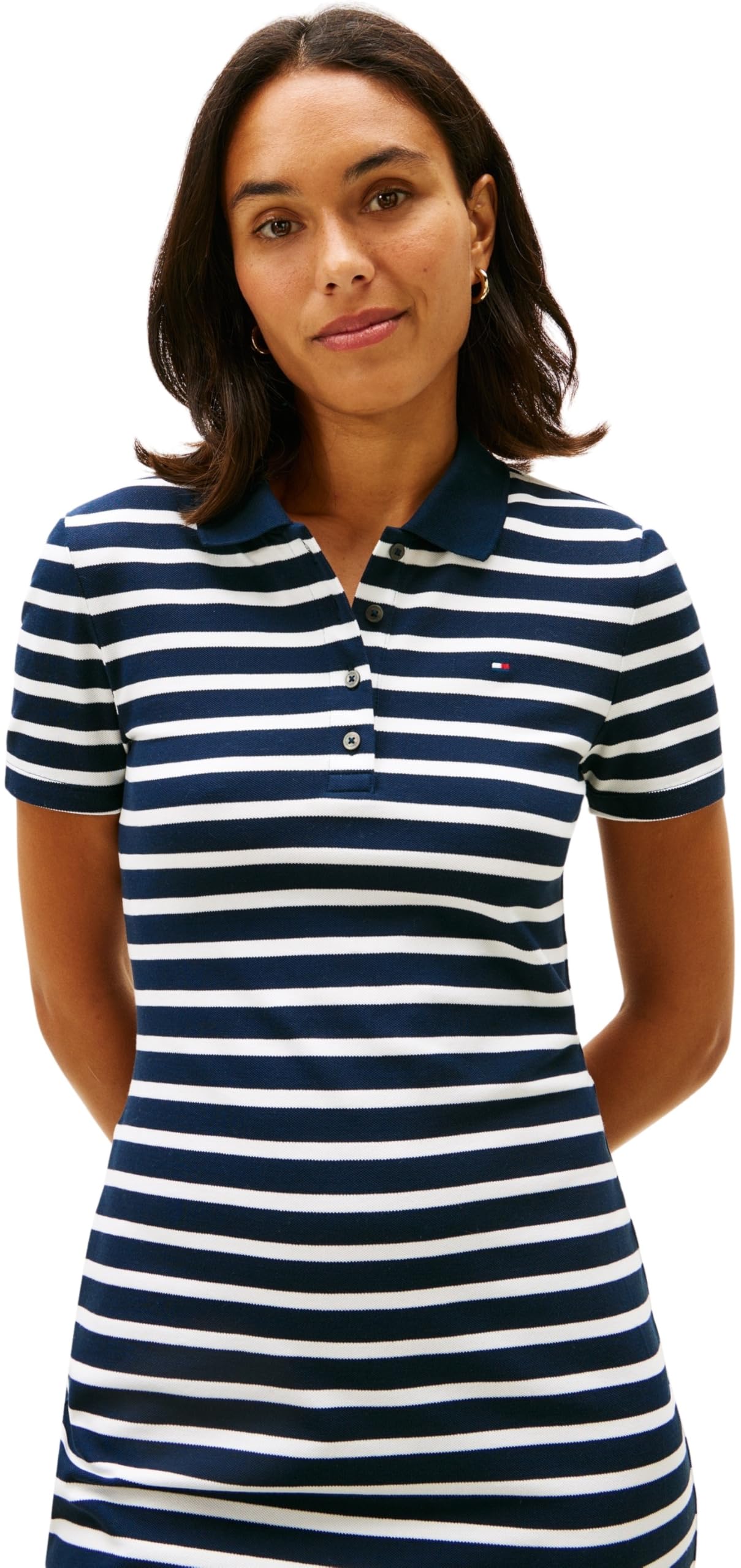 Tommy Hilfiger Donna Abito a Polo 1985 Slim Pique Slim Fit