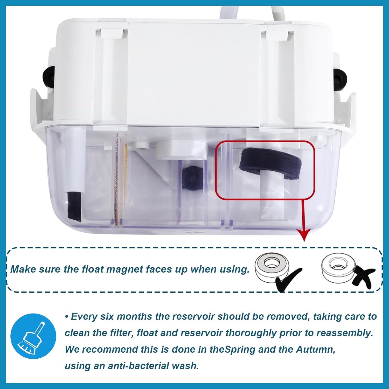 Mini 100-240V White Split Condensate Pump, AC Hvac Silent Condensate Pump, 50/60Hz, External Wall Mount, Self Priming Device, Used for Indoor Air Conditioning, HVAC, Dehumidifier, etc.
