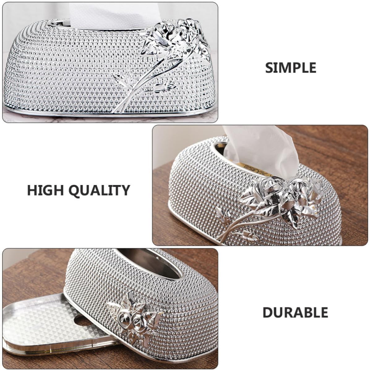 Silver Acrylic Napkin Box Decorative Tissue Holder for Hotel and Cafés, Modern Household Furnishing, Stylish and Elegant Paper Napkin Dispenser for Tabletop Use