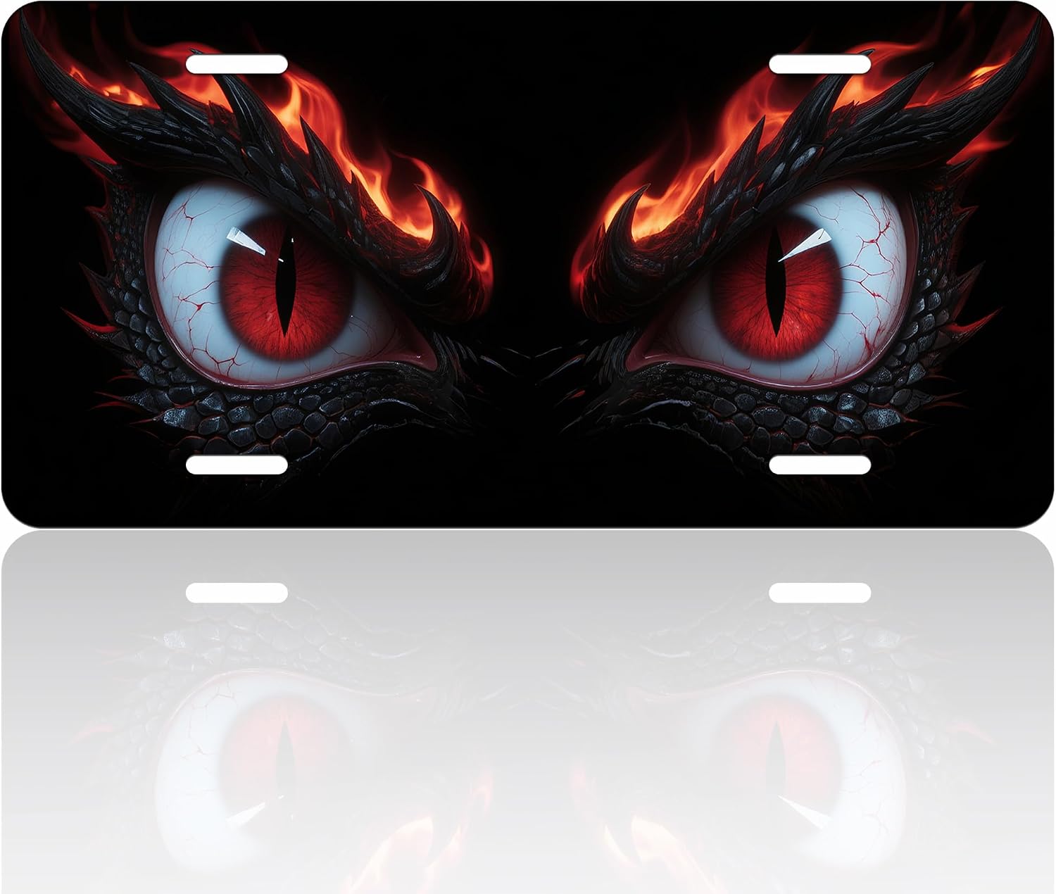 Animal Eyes License Plate, Aluminum Decorative Personalized License Plate, Novelty Vanity Tag Cover with 4 Holes Car Decor Accessory (Dragon)