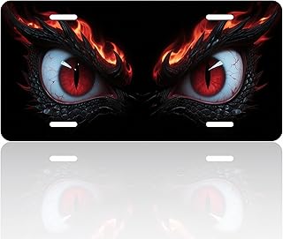 Animal Eyes License Plate, Aluminum Decorative Personalized License Plate, Novelty Vanity Tag Cover with 4 Holes Car Decor Accessory (Dragon)