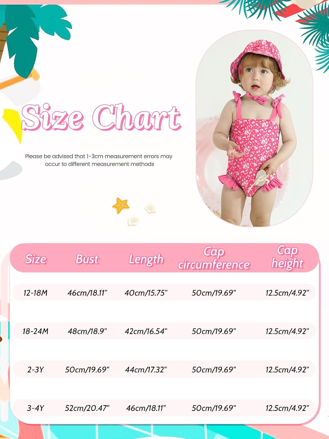 ESHOO Baby Girls Swimsuit Toddler Ruffled Bikini One-Piece Swimwear Baby Girl Bathing Suits Kids Swimming Bathing Beachwear
