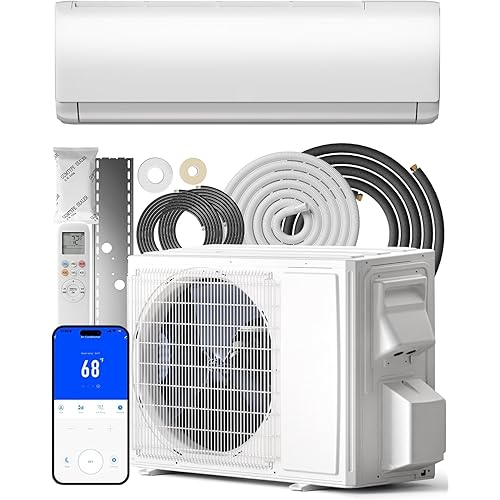 Feelfunn 9000BTU Mini Split AC/Heating System, 22 SEER2 115V Cools Rooms up to 550 Sq.Ft, Air Conditioner with Installation Kit,Remote,Wifi Control,Low Noise (Compatible with Alexa)