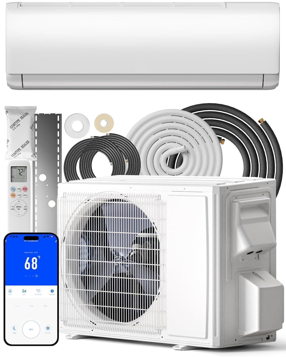 Photo 1 of ***JUNS COMPRESOR NOT SPECIFIC DETAILS**** Feelfunn 9000BTU Mini Split AC/Heating System, 22 SEER2 115V Cools Rooms up to 550 Sq.Ft, Air Conditioner with Installation Kit,Remote,Wifi Control,Low Noise (Compatible with Alexa)
