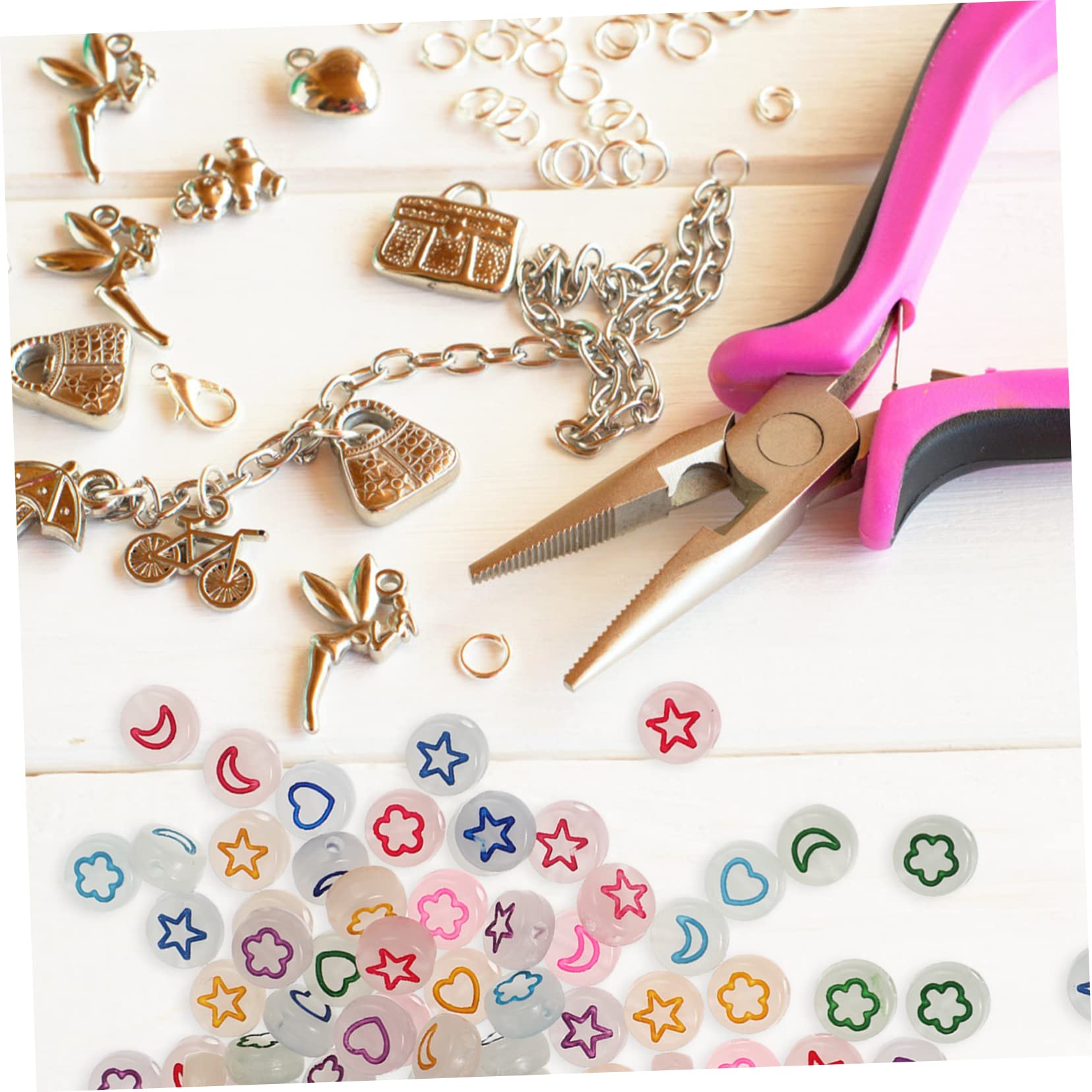 SHINEOFI 5piezas Abalorios Acrílicos Luminiscentes Para Perlas De y Para Pulseras y Manualidades