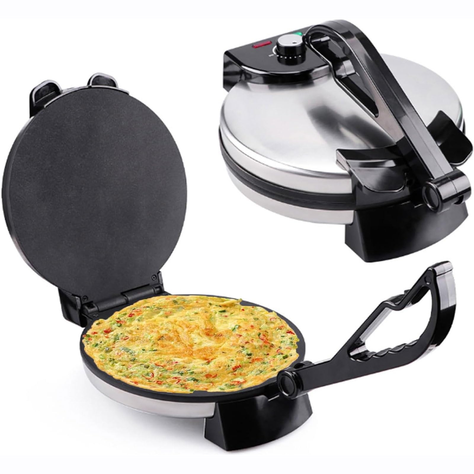 Elektryczne urządzenie do pieczenia Roti,naleśnikarka o mocy 1800W,maszyna do robienia tortilli Roti Press,10-calowa nieprzywierająca maszyna do chapati, maszyna do naleśników z regulowaną temperaturą
