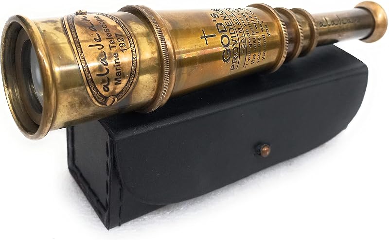 Vintage Spyglass Telescope Engraved Psalm 32:8 - Find Best Pathway - Inspirational Gifts Meaningful Gift Gadget Functional 16" Brass Spyglass with Brilliant Magnification in Gift Box
