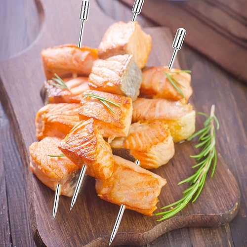 Miniatura 6 de 8 púas de cóctel de acero inoxidable, palillos de cóctel de acero inoxidable, pinchos de cóctel de metal reutilizables, aperitivos de olivas,