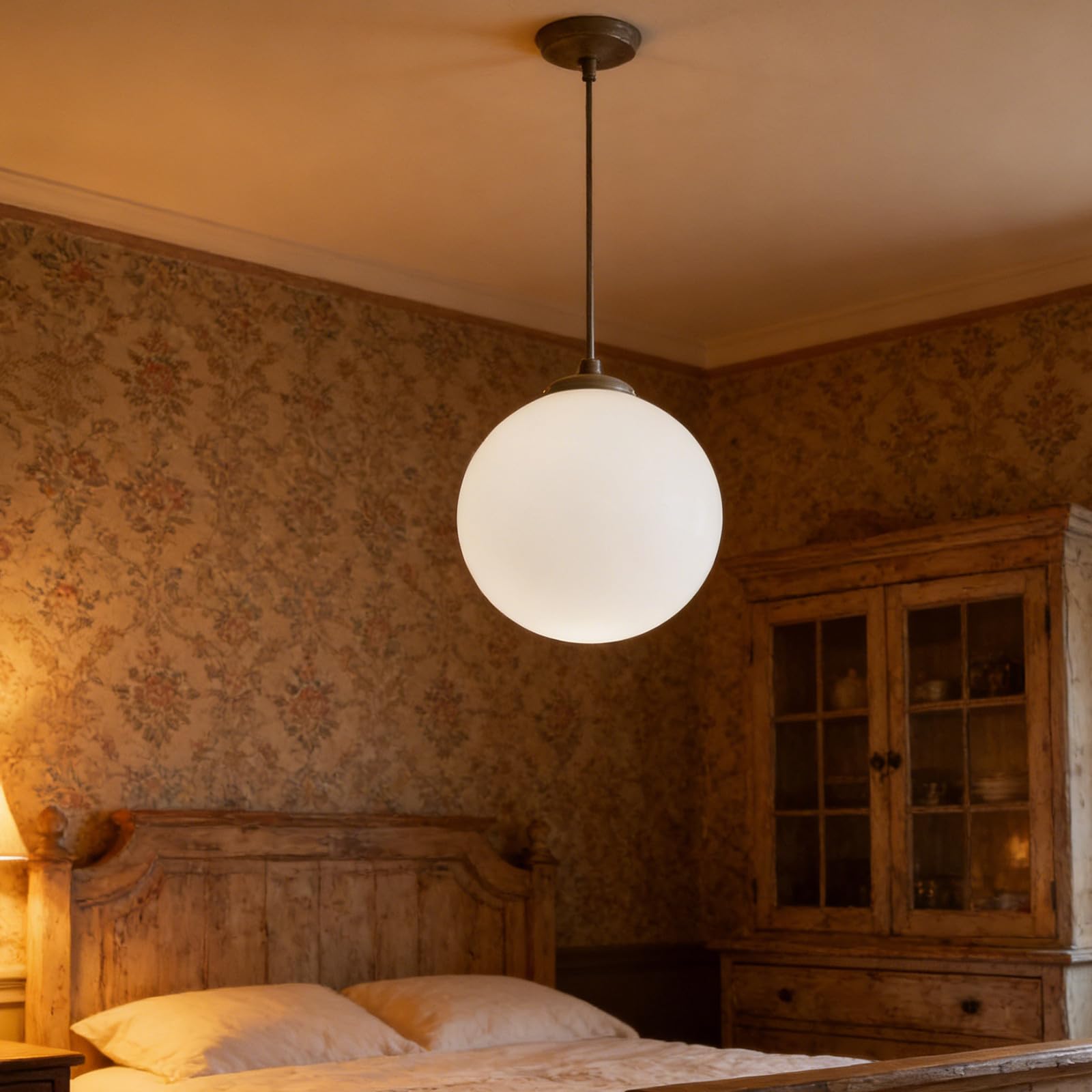 OSALADI Abat-Jour En Verre Dépoli Sphérique 4.72 Pouces Suspension Applique Plafonnier Pour Maison Bureau Éclairage Doux Élégant Remplacement