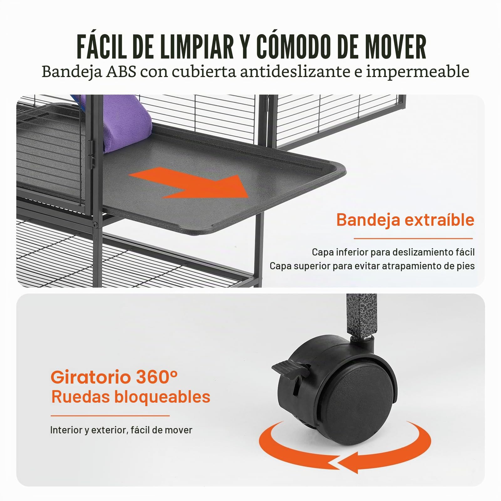 VEVOR Jaula para Hurones de Metal con Ruedas 1000 mm Jaula para Animales Pequeños de 2 Niveles con Rampa y Bandeja para Ratas, Hámster, Conejillo de Indias, Chinchilla, Ardilla, Erizo, Conejo