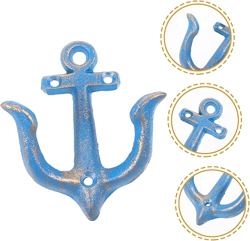 Miniatura 4 de VICASKY Ganchos de metal para colgar en la pared, ganchos de hierro con ancla vintage, ganchos de pared náuticos, ganchos de pared para abrigos de