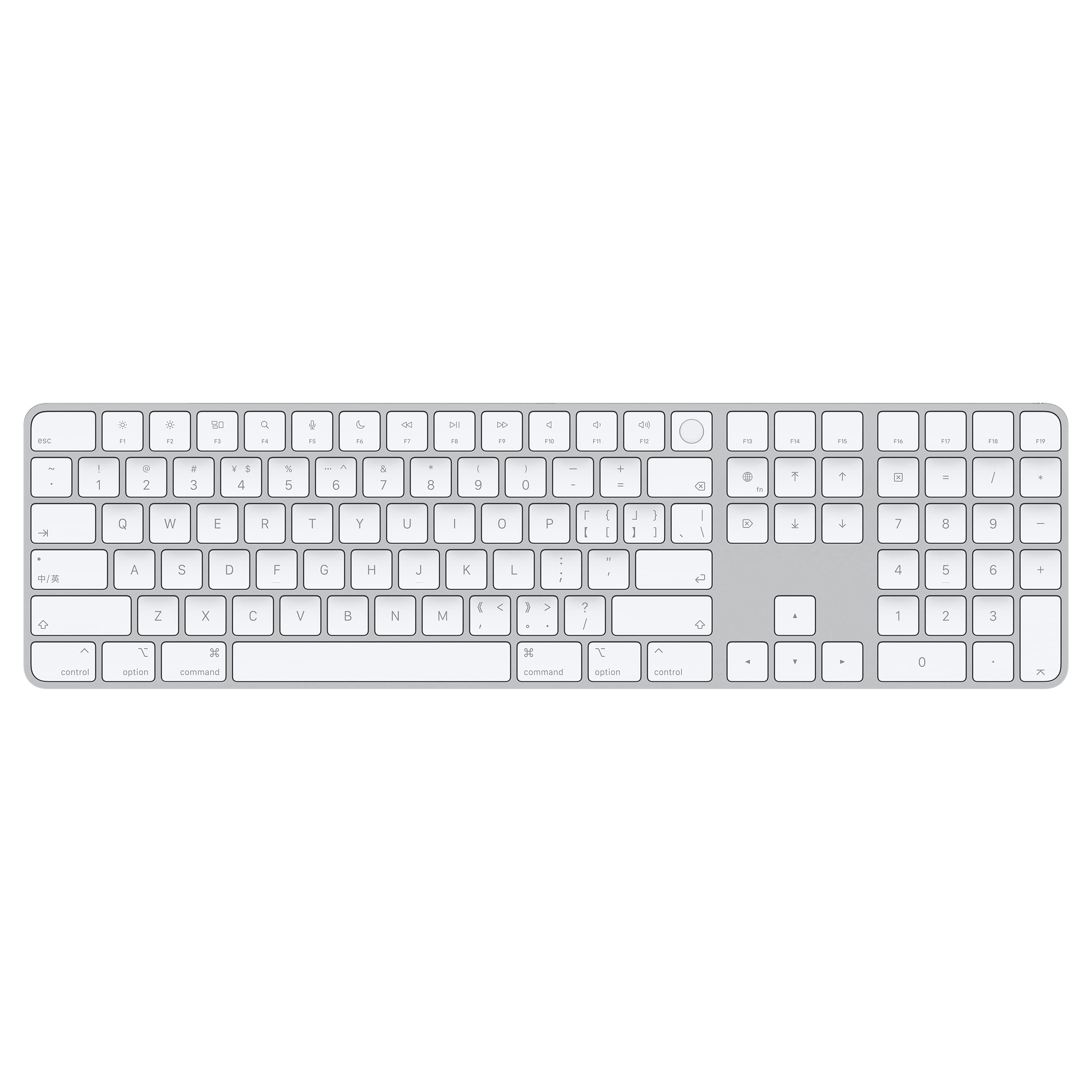 Apple Magic Keyboard with Touch ID and Numeric Keypad: Wireless, Bluetooth, Rechargeable. Works with Mac Computers with Apple Silicon; Chinese (Pinyin) - White Keys