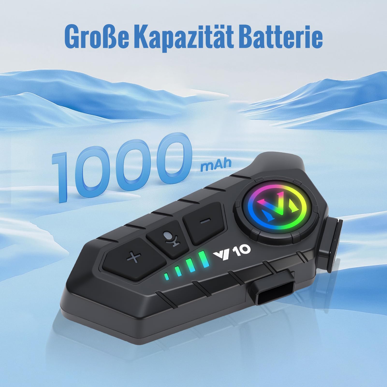 Motorradhelm Bluetooth Headset, Y10 Motorrad Helm Headset mit Sprachassistent, Automatische Beantwortung und Doppelte Geräuschabsparung, für Motorradfahren Skifahren Radfahren