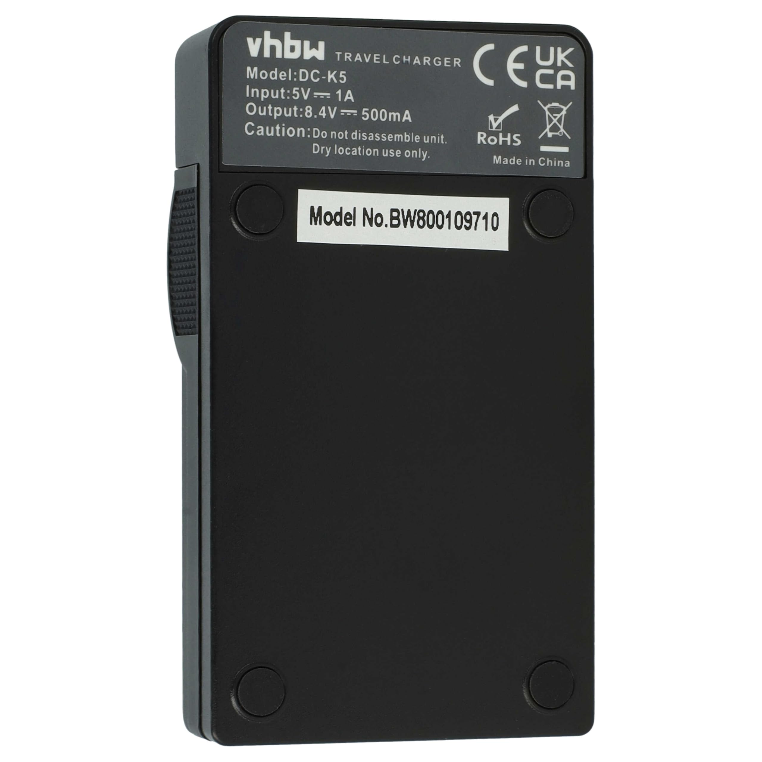 vhbw Cargador de batería USB Compatible con Sony Handycam DCR-HC3, DCR-HC30, DCR-HC30E, DCR-HC32, DCR-HC32E, DCR-HC35, DCR-HC35E